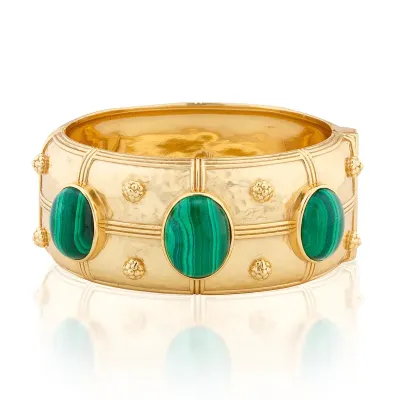 Cleopatra Malachite Hinged Bangle Grande