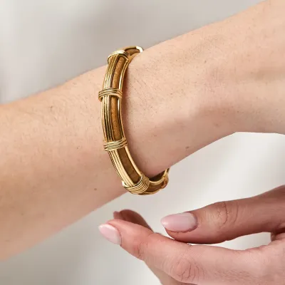 Gaia Teak Hinged Bangle Petite S/M