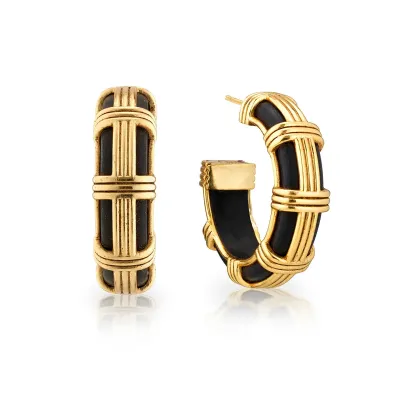 Gaia Cage Ebony Hoop Earrings