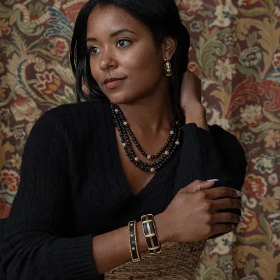 Gaia Cage Ebony Hoop Earrings