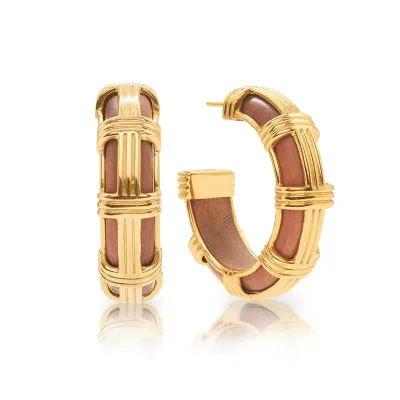 Gaia Cage Teak Hoop Earrings