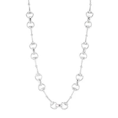Equestrian Silver Snaffle Bit Chain Necklace 20"