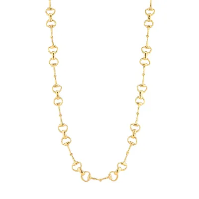 Equestrian Gold Snaffle Bit Chain Necklace 34"