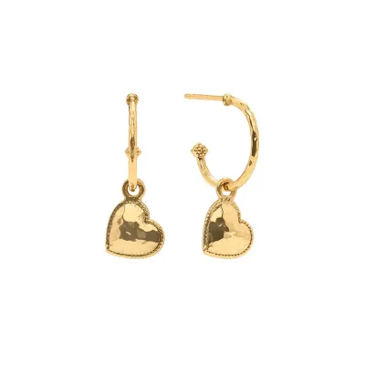 Love Gold Hoop Earrings with Removable Heart Charm