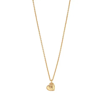 Love Heart Gold Charm Necklace 16"+2"