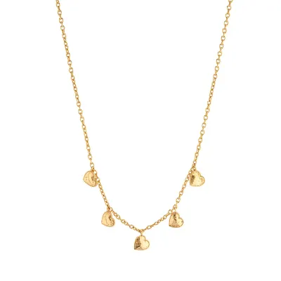 Love Heart Gold Multi-Station Necklace 16"+2"