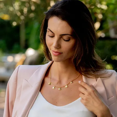 Love Heart Gold Multi-Station Necklace 16"+2"