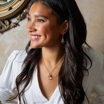 Lily Clear Quartz Charm Necklace 16"+2"