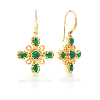 Monique Gem Malachite Dangle Earrings
