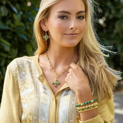 Monique Gem Malachite Dangle Earrings