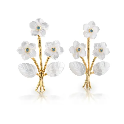 Mermaid Garden Mother of Pearl/Ocean Jade Convertible Bouquet Post Earrings