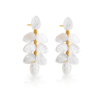 Mermaid Garden Vine Mother of Pearl Drop Earrings