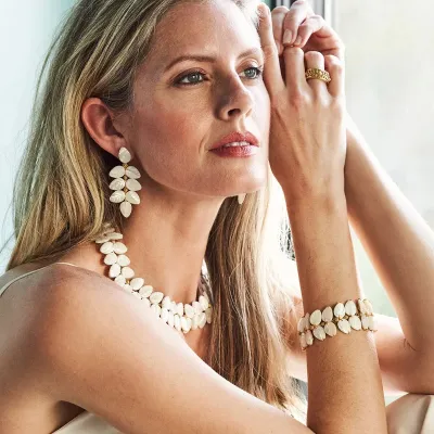 Mermaid Garden Vine Mother of Pearl Drop Earrings