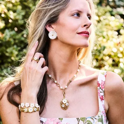 Mermaid Garden Blossom Mother of Pearl Stud Earrings