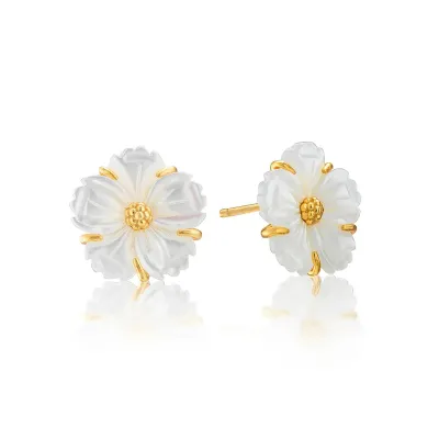 Mermaid Garden Mother of Pearl Stud Earrings Petite