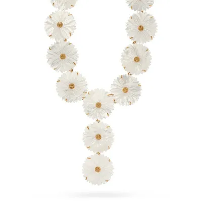 Mermaid Garden Floral Mother of Pearl Convertible Necklace 16"+2''