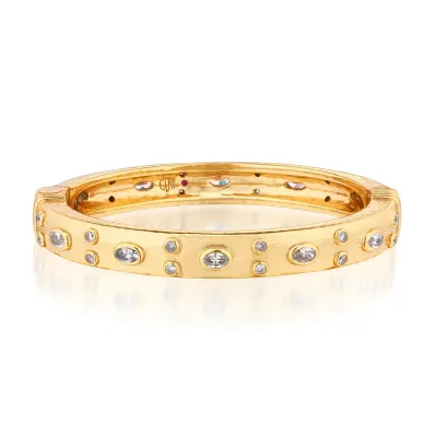 Maharani Clear Cubic Zirconia Hinged Bangle
