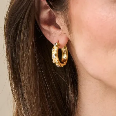 Maharani Clear Cubic Zirconia Huggie Hoop Earrings