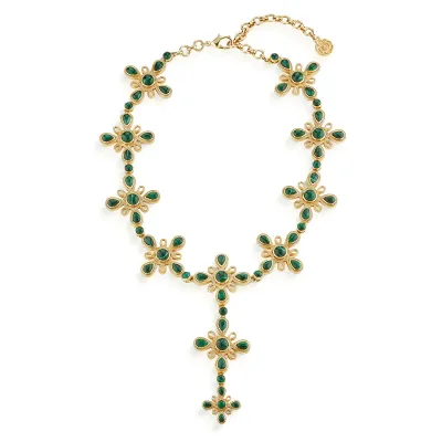 Monique Gem Malachite Convertible Necklace 16"+2"