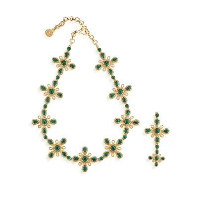 Monique Gem Malachite Convertible Necklace 16"+2"