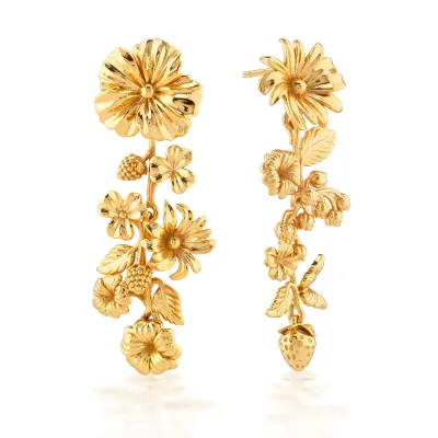 Meadow Bouquet Gold Mismatched Earrings Grande