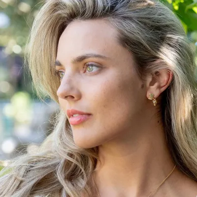 Meadow Berry Gold Drop Earrings