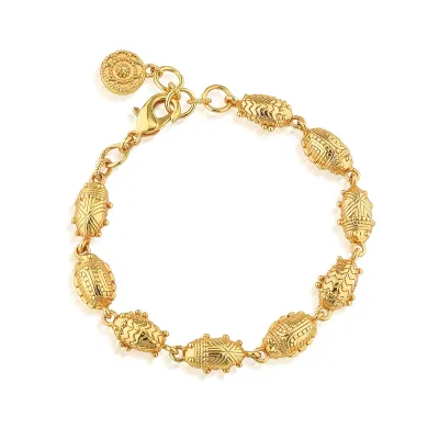 Scarab Gold Linear Link Bracelet Petite 6"+1"
