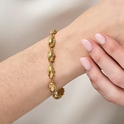 Scarab Gold Linear Link Bracelet Petite 6"+1"