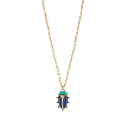 Scarab Multi Charm Necklace 16"+2"