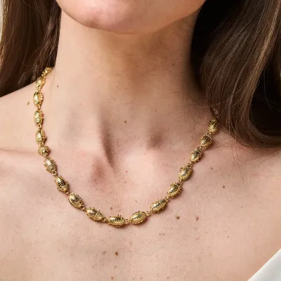 Scarab Gold Linear Link Necklace Petite 18"+1"