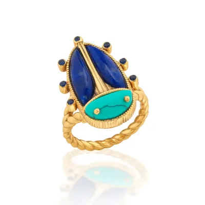 Scarab Turquoise/Lapis Ring