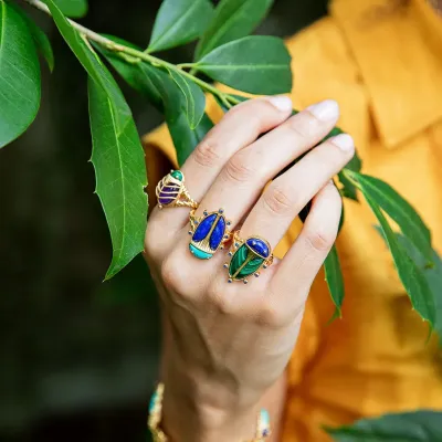 Scarab Turquoise/Lapis Ring