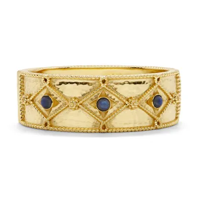 Victoria Gold/Blue Labradorite Hinged Bangle