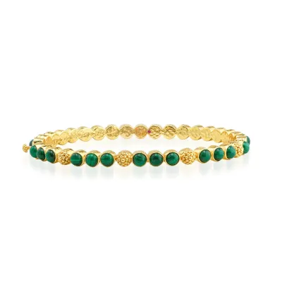 Berry Gem Malachite Hinged Bangle Petite