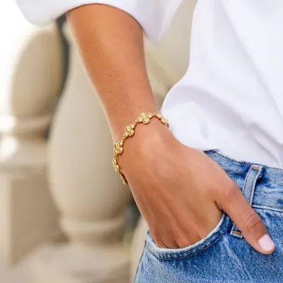 Berry Clover Gold Linear Bracelet 7"+2"