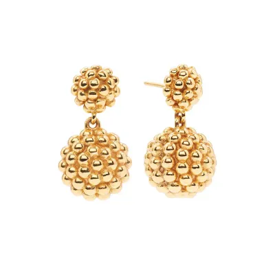 Berry Gold Double Drop Earrings