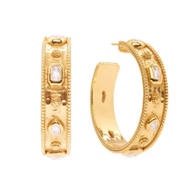 Berry Clear Cubic Zirconia Hoop Earrings