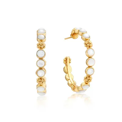 Berry Gem Mother of Pearl Hoop Earrings Medium