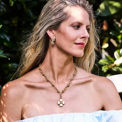 Berry Clover Mother of Pearl Drop Earrings