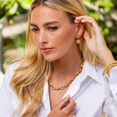 Berry Clover Gold Drop Earrings