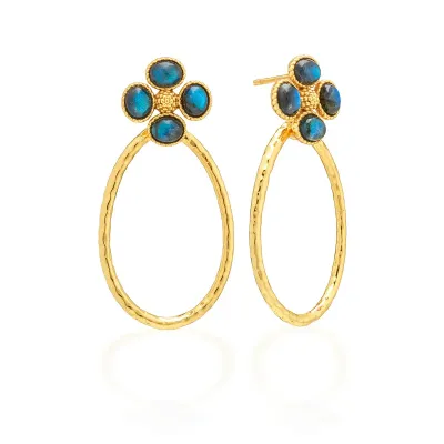 Berry Clover Blue Labradorite Teardrop Earrings