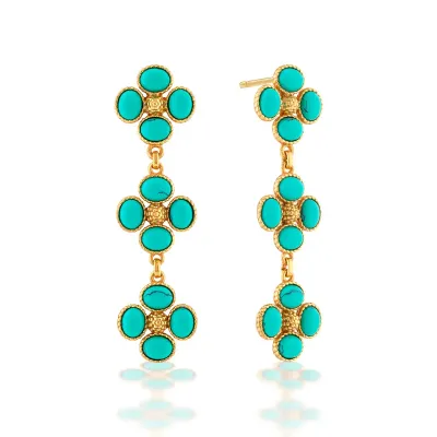 Berry Clover Turquoise Linear Earrings