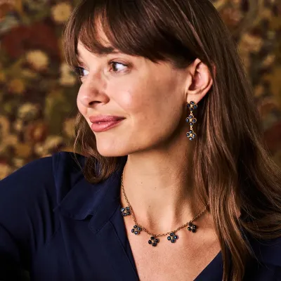 Berry Clover Blue Labradorite Linear Earrings