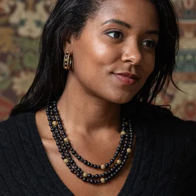 Berry Ebony 3-Strand Necklace 18"+2"