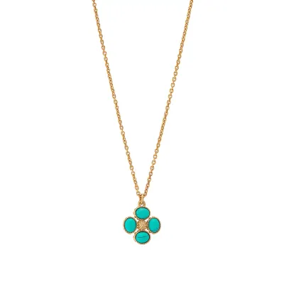 Berry Clover Turquoise Double Sided Charm Necklace 16"+2"
