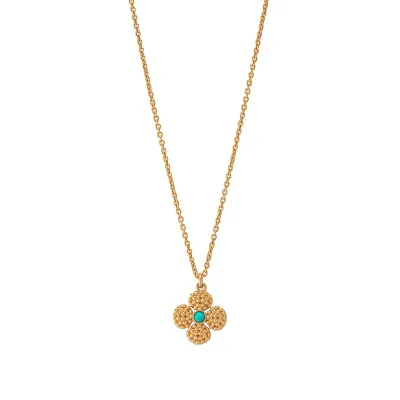 Berry Clover Turquoise Double Sided Charm Necklace 16"+2"