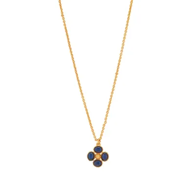 Berry Blue Labradorite Clover Double Sided Charm Necklace 16"+2"