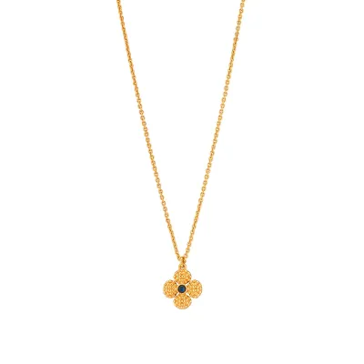 Berry Blue Labradorite Clover Double Sided Charm Necklace 16"+2"