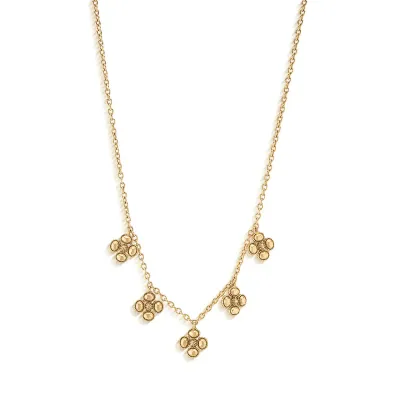 Berry Clover Gold Multi Station Necklace 16"+2"