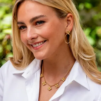 Berry Clover Gold Multi Station Necklace 16"+2"